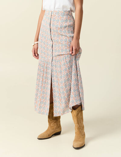 Jupe longue évasée blanc femme