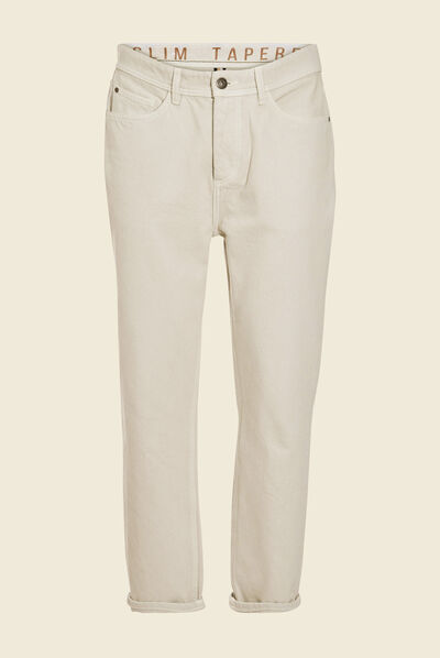 Jeans tapered 5 poches beige homme