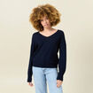 Pull manches longues bleu marine femme