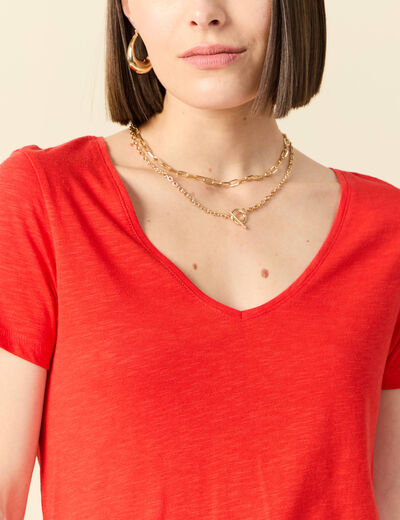 T-shirt manches courtes rouge femme