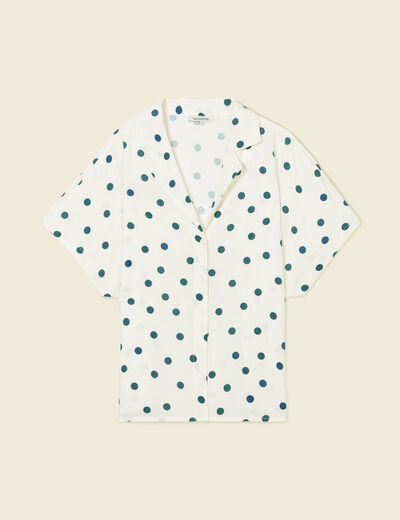 Chemise manches courtes bleu canard femme
