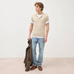 Polo manches courtes col cubain beige homme