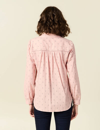 Chemise manches longues rose poudrée femme