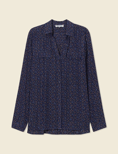 Chemise manches longues bleu marine femme