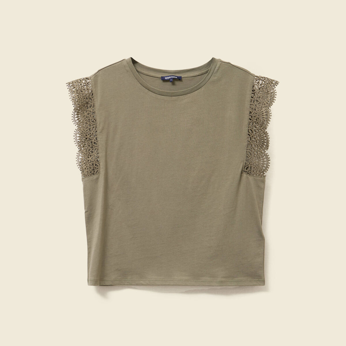 T-shirt manches courtes vert kaki femme
