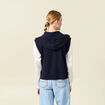 Pull sans manches capuche bleu marine femme