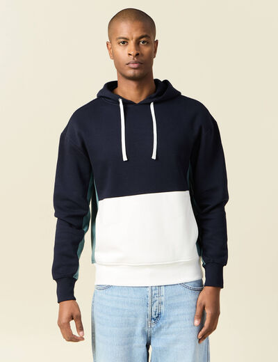 Sweat à capuche bleu marine homme