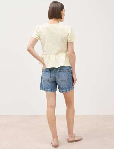 Blouse manches courtes jaune pastel femme