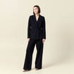 Blazer manches longues col tailleur bleu marine femme