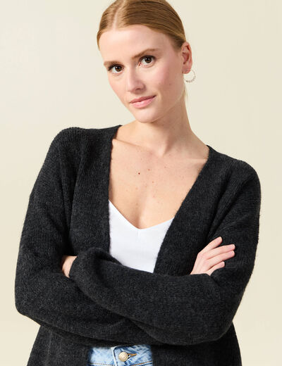 Gilet manches longues gris foncé femme