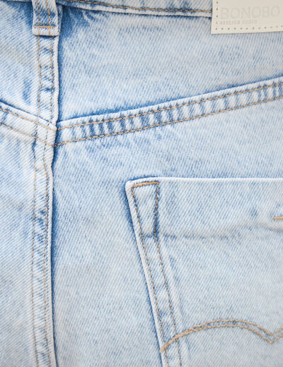 Jeans mom 7/8&egrave;me denim snow bleu femme