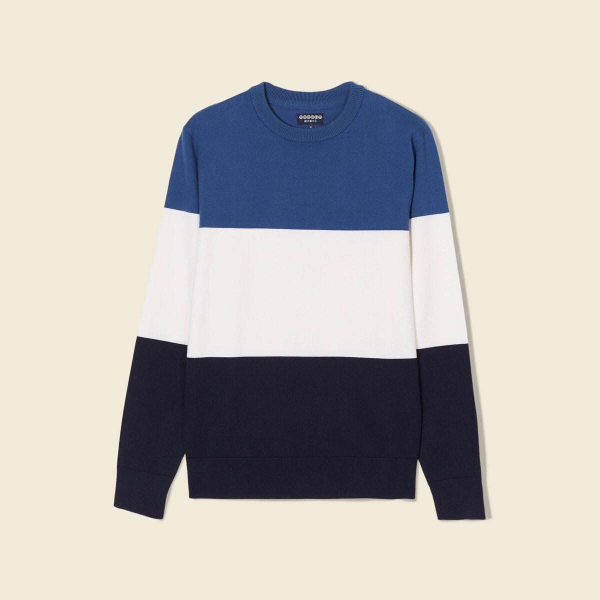 Pull manches longues col rond bleu fonc&eacute; homme