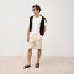 Polo cintr&eacute; manches courtes ecru homme