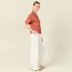 Chemise manches courtes orange femme