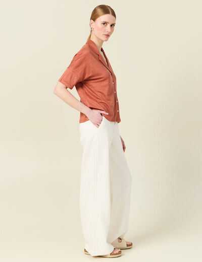 Chemise manches courtes orange femme