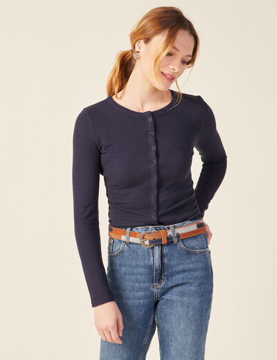 T-shirt manches longues bleu marine femme