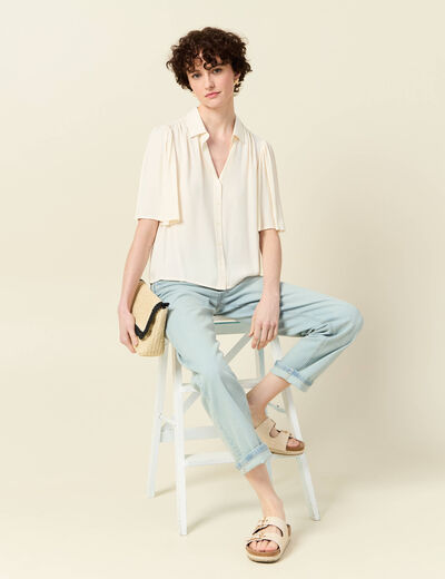 Chemise manches courtes creme femme
