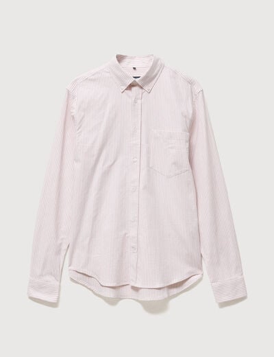 Chemise manches longues col am&eacute;ricain rose poudr&eacute;e homme