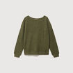Pull manches longues col bateau vert kaki femme