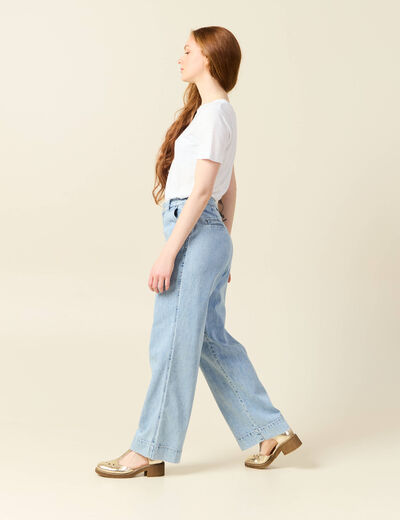 Jeans large denim bleach femme