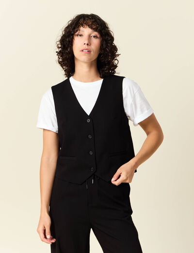 Veston sans manches noir femme