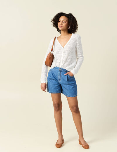 Gilet manches longues blanc femme