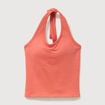 D&eacute;bardeur cropped d&eacute;collet&eacute; doubl&eacute; rouge fonc&eacute; femme