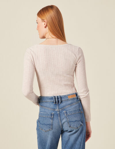T-shirt à manches longues beige femme