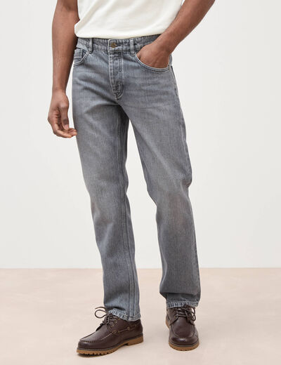 Jeans straight longueur 32 en coton bleu gris homme