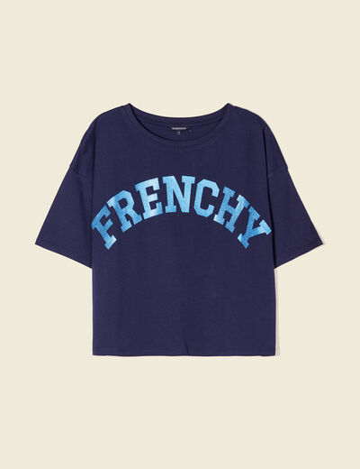 T-shirt manches courtes bleu marine femme