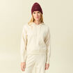 Sweat &agrave; capuche manches longues creme femme