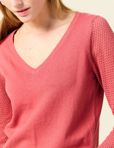 Pull à manches longues rose framboise femme