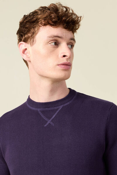 Pull manches longues violet fluo homme