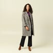 Manteau long oversize col montant gris fonc&eacute; femme