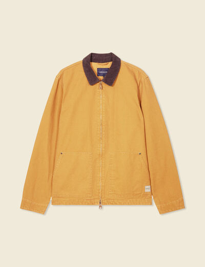 Blouson droit col velours camel homme