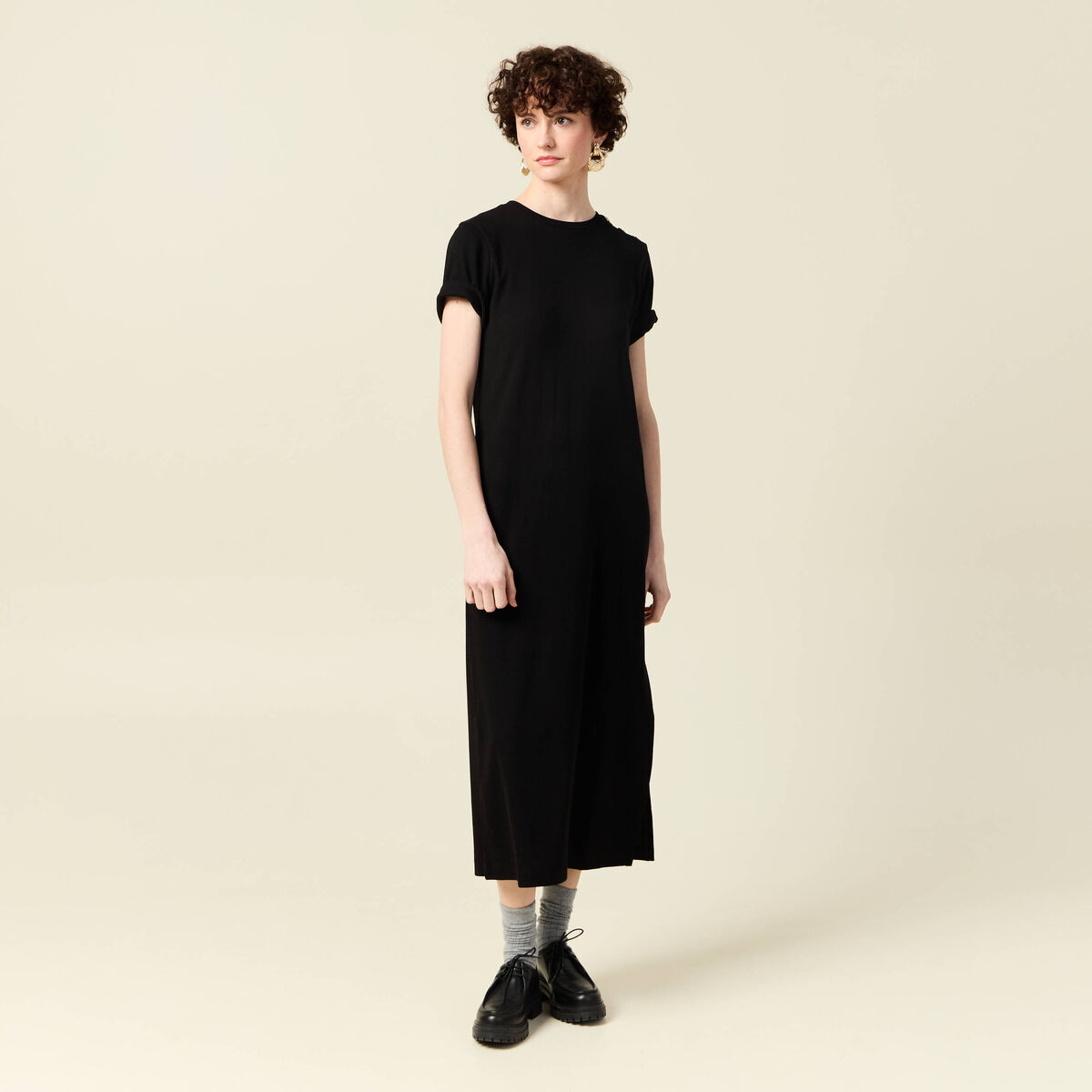 Robe longue droite noir femme