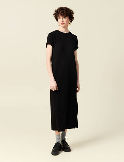 Robe longue droite noir femme