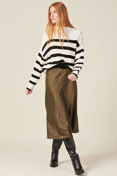 Pull manches longues à boutons ecru femme