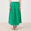 Jupe longue &eacute;vas&eacute;e en coton ray&eacute; vert femme