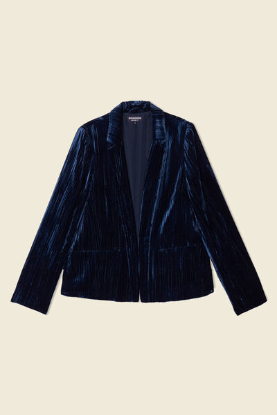 Veste velours éco-responsable bleu canard femme