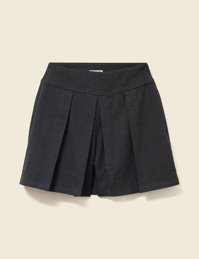 Jupe-short pliss&eacute;e gris femme