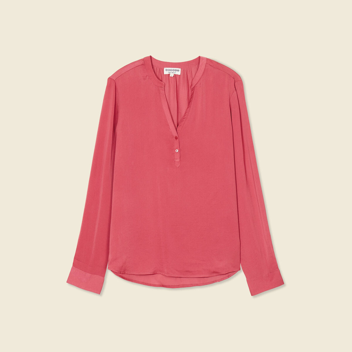 Blouse manches longues satin vieux rose femme