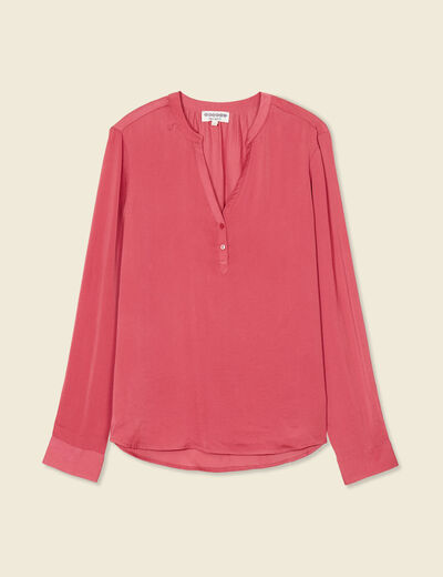 Blouse manches longues satin vieux rose femme