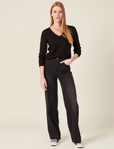 Pull à manches longues noir femme