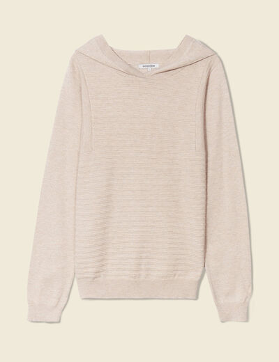 Pull à capuche creme femme