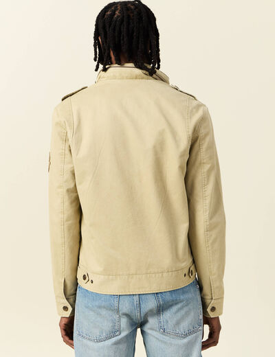 Blouson style biker zippé beige homme