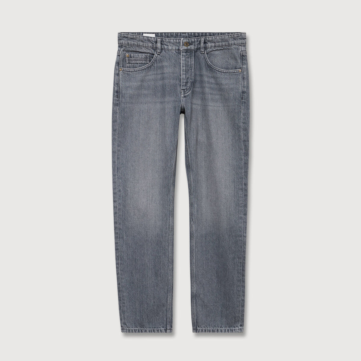 Jeans straight longueur 32 en coton bleu gris homme