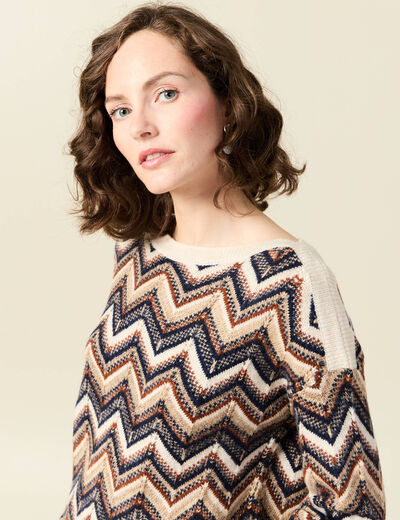 Pull manches longues bleu marine femme