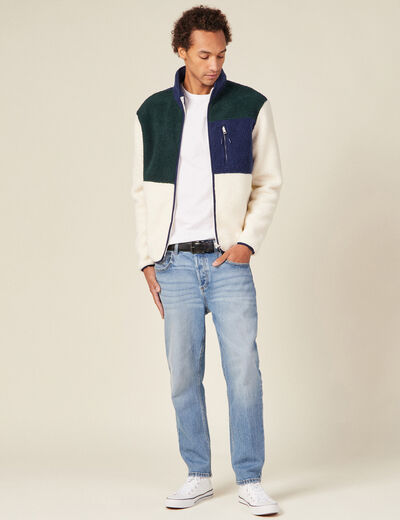 Sweat manches longues zippé vert foncé homme