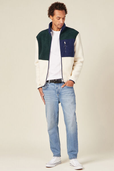Sweat manches longues zippé vert foncé homme